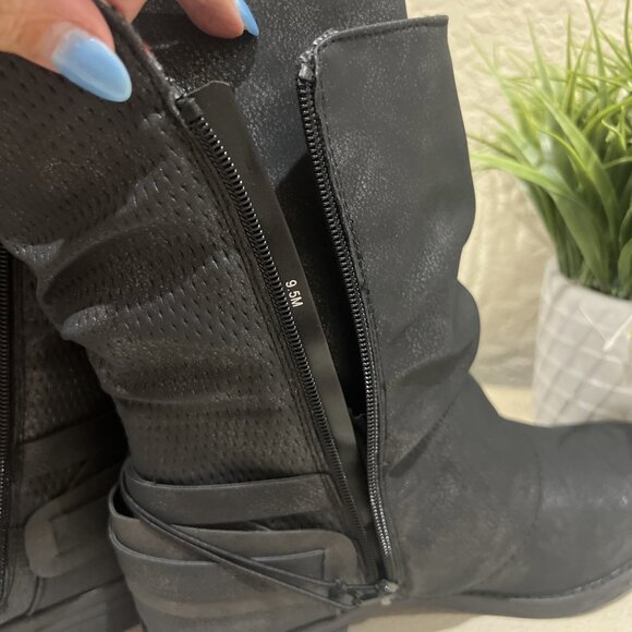 JELLYPOP Hailey KETO MOTO BLACK MOTORCYCLE Hailey MIDCALF BIKER BOOTS 9.5M Women - Picture 9 of 14